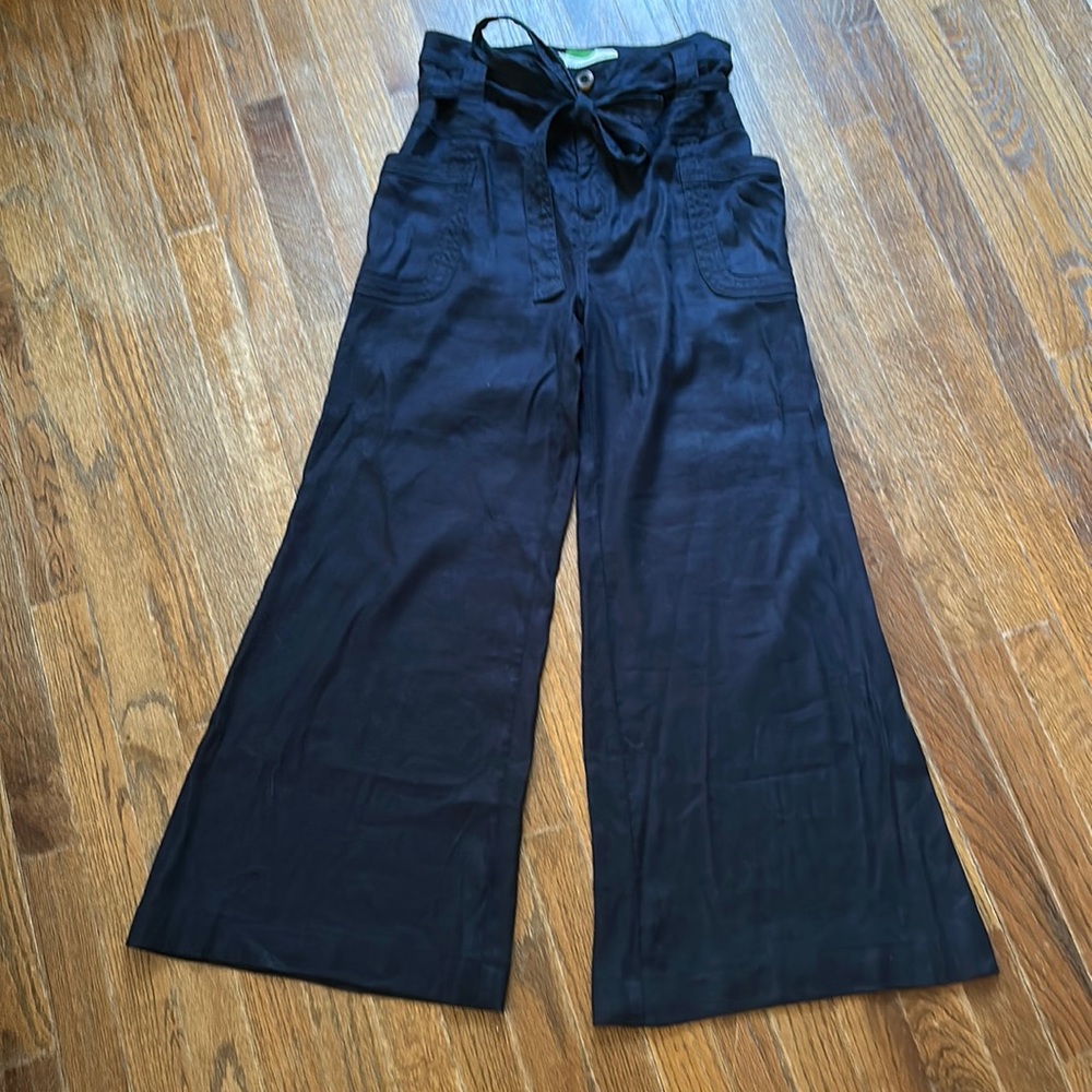 ANTHROPOLOGIE Gorgeous Navy Blue Linen /Rayon wide leg Pant..NEVER WORN!!